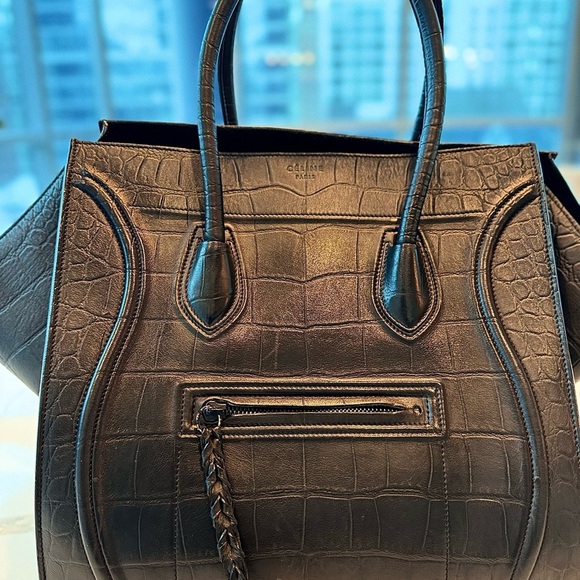 Celine Crocodile Embossed Phantom  / BLACK Medium Rare Edition 100% Authentic - Picture 13 of 15